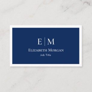 Minimalist Professional Modern Navy Blue White Bus Business Card