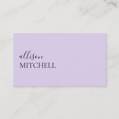 Minimalist Professional Modern Pastel Purple Business Card