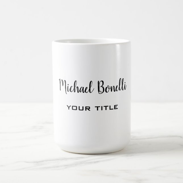 Minimalist Professional Modern Plain Black White Coffee Mug (Center)