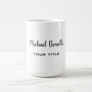 Minimalist Professional Modern Plain Black White Coffee Mug
