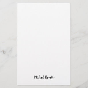 Minimalist Professional Modern Plain Black White Stationery