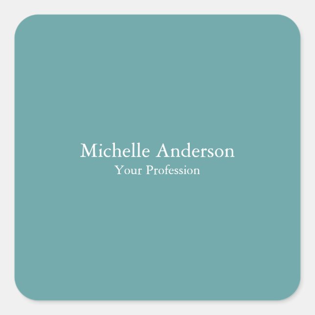 Minimalist Professional Modern Plain Cadet Blue Square Sticker (Front)