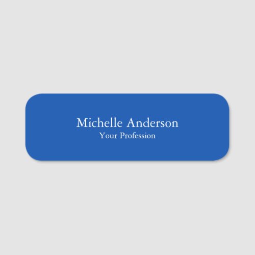 Minimalist Professional Modern Plain Cobalt Blue Name Tag