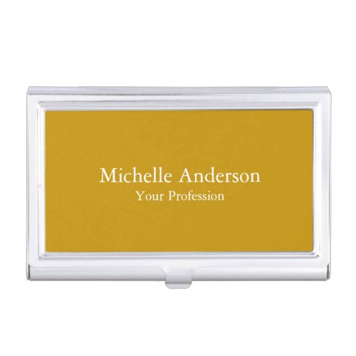 Minimalist Professional Modern Plain Dijon Yellow Business Card Case