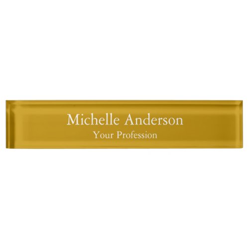 Minimalist Professional Modern Plain Dijon Yellow Desk Name Plate