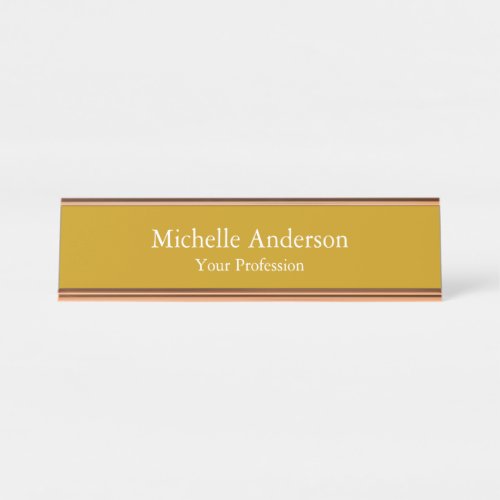 Minimalist Professional Modern Plain Dijon Yellow Desk Name Plate