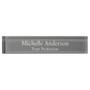 Minimalist Professional Modern Plain Grey Color Desk Name Plate