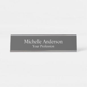 Minimalist Professional Modern Plain Grey Color Desk Name Plate