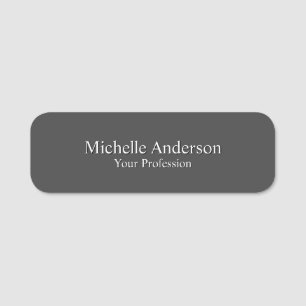Minimalist Professional Modern Plain Grey Color Name Tag