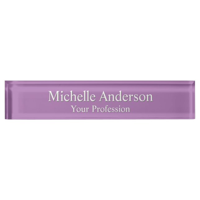 Minimalist Professional Modern Plain Lavender Desk Name Plate (Front)