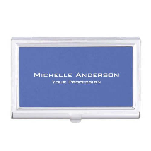 Minimalist Professional Modern Plain Medium Blue Business Card Case