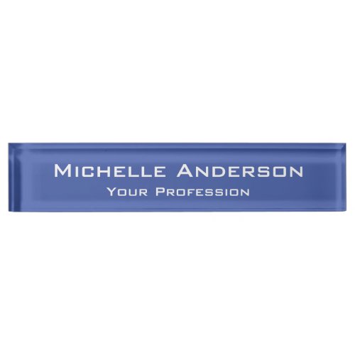 Minimalist Professional Modern Plain Medium Blue Desk Name Plate