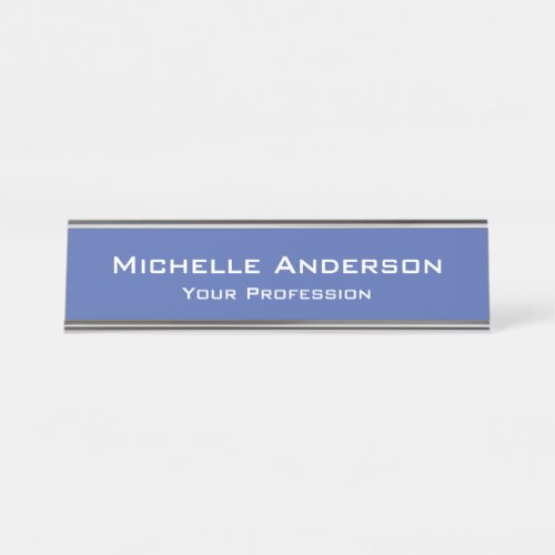 Minimalist Professional Modern Plain Medium Blue Desk Name Plate