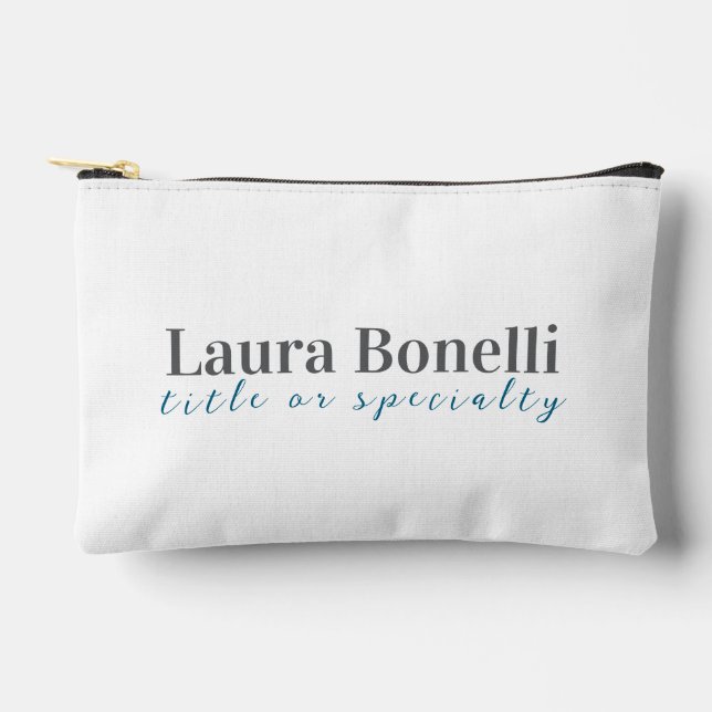 Minimalist Professional Modern Plain Name Title Accessory Pouch (Front)