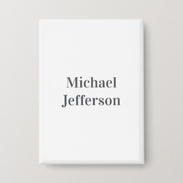 Minimalist Professional Modern Plain Name Title Button (Front)