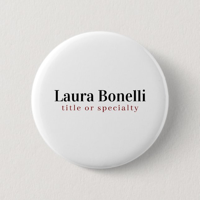Minimalist Professional Modern Plain Name Title Button (Front)