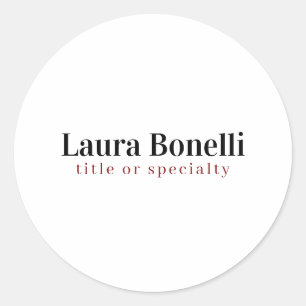 Minimalist Professional Modern Plain Name Title Classic Round Sticker