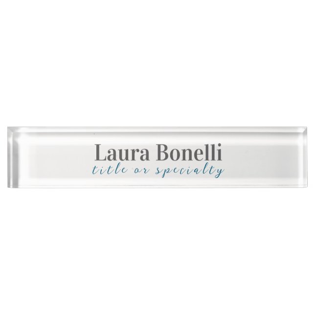 Minimalist Professional Modern Plain Name Title Desk Name Plate (Front)