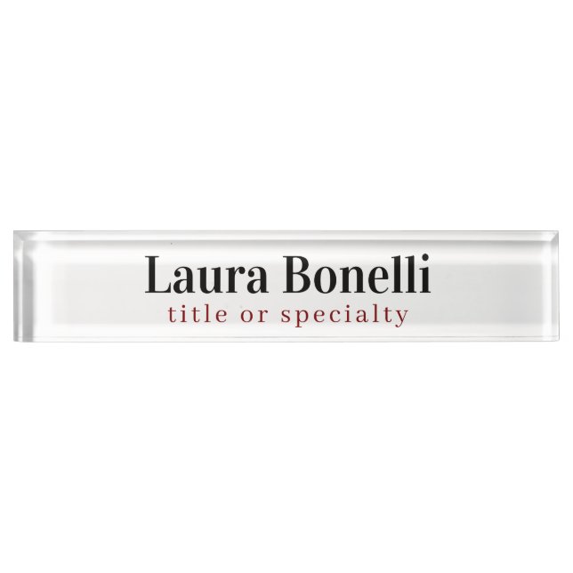 Minimalist Professional Modern Plain Name Title Desk Name Plate (Front)