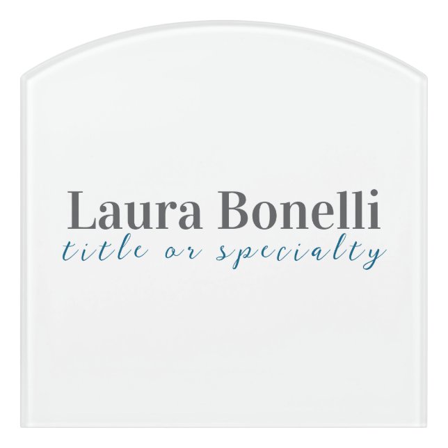 Minimalist Professional Modern Plain Name Title Door Sign (Contour Front)