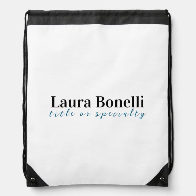 Minimalist Professional Modern Plain Name Title Drawstring Bag (Front)
