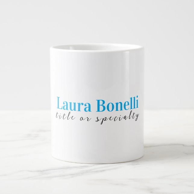 Minimalist Professional Modern Plain Name Title Giant Coffee Mug (Front)