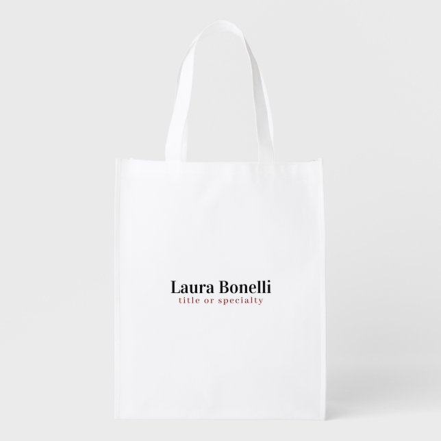 Minimalist Professional Modern Plain Name Title Grocery Bag (Front)