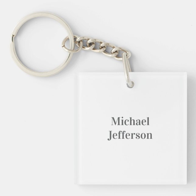 Minimalist Professional Modern Plain Name Title Keychain (Front)