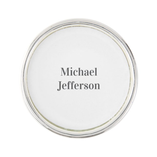 Minimalist Professional Modern Plain Name Title Lapel Pin (Front)