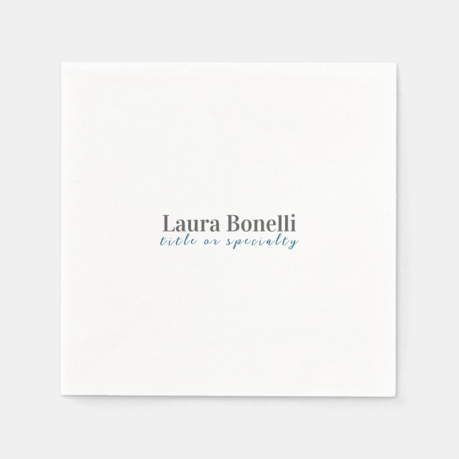 Minimalist Professional Modern Plain Name Title Napkins (Front)