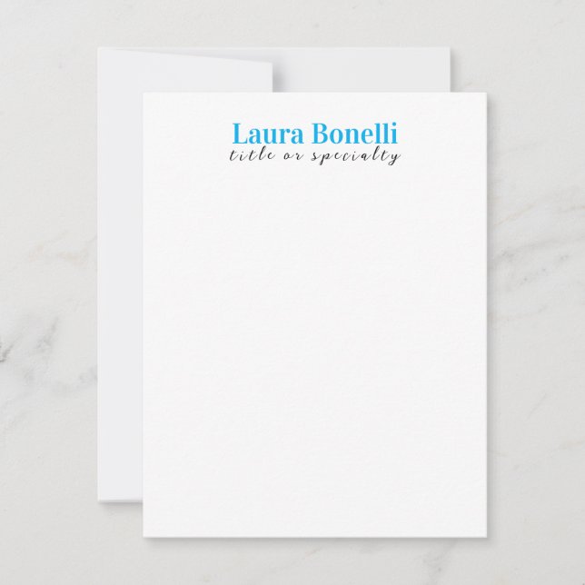 Minimalist Professional Modern Plain Name Title Note Card (Front)