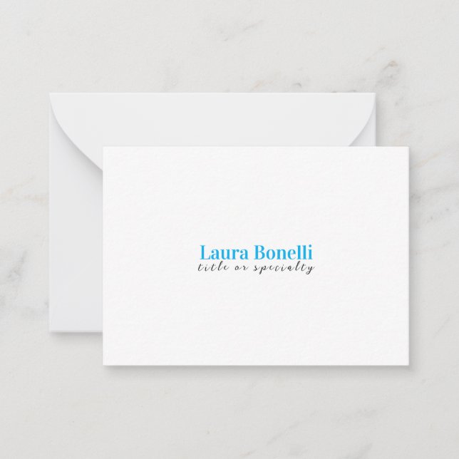 Minimalist Professional Modern Plain Name Title Note Card (Front)