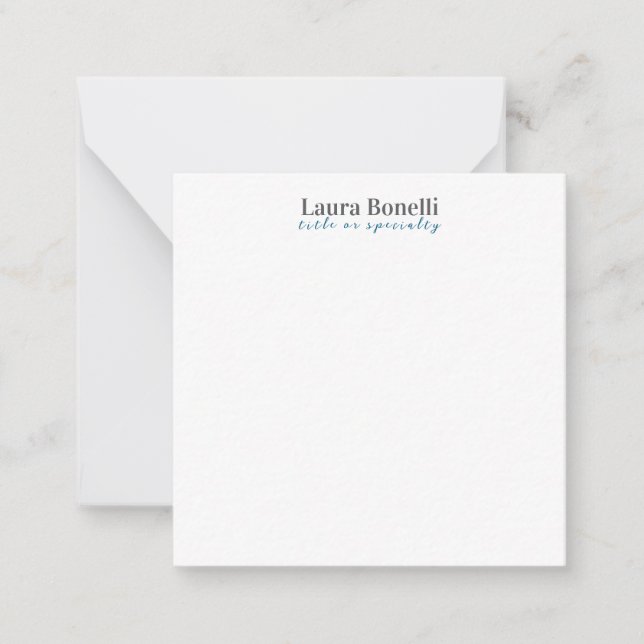 Minimalist Professional Modern Plain Name Title Note Card (Front)