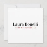 Minimalist Professional Modern Plain Name Title Note Card