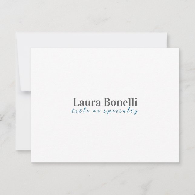 Minimalist Professional Modern Plain Name Title Note Card (Front)