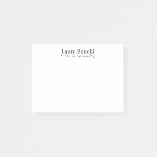 Minimalist Professional Modern Plain Name Title Post-it Notes (Front)