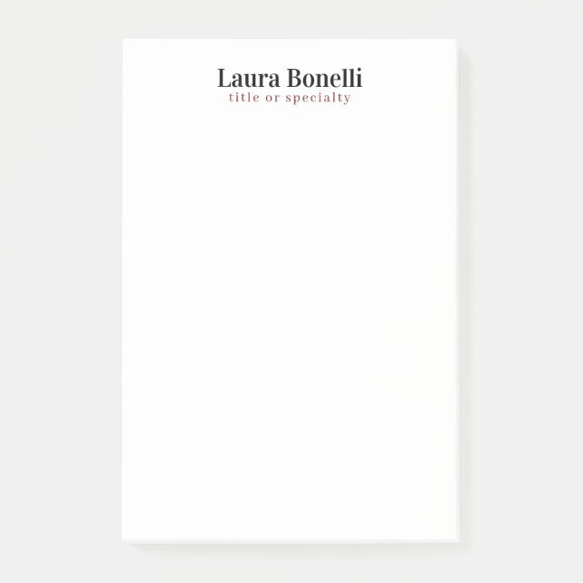 Minimalist Professional Modern Plain Name Title Post-it Notes (Front)