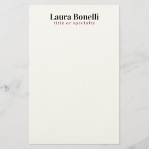 Minimalist Professional Modern Plain Name Title Stationery