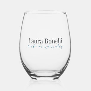Minimalist Professional Modern Plain Name Title Stemless Wine Glass