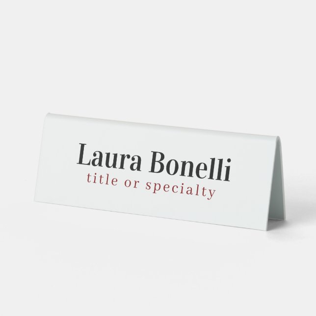 Minimalist Professional Modern Plain Name Title Table Tent (Front)