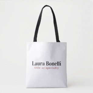 Minimalist Professional Modern Plain Name Title Tote Bag
