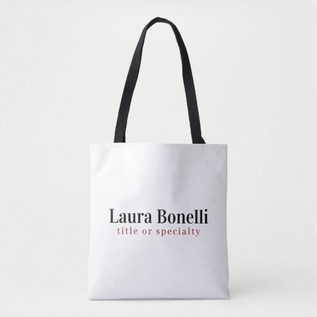 Minimalist Professional Modern Plain Name Title Tote Bag (Front)