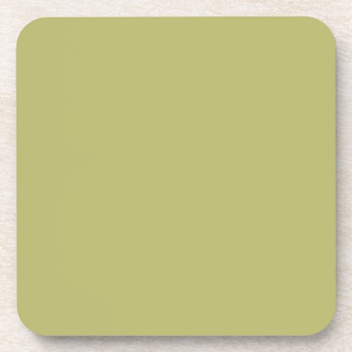 Minimalist Professional Modern Solid Olive Green Beverage Coaster