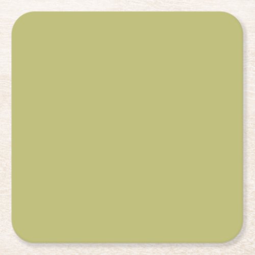 Minimalist Professional Modern Solid Olive Green Square Paper Coaster