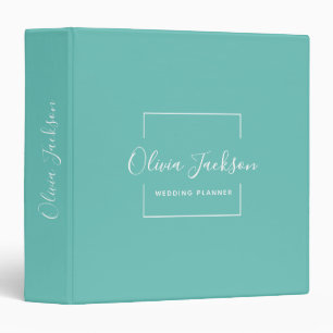 Minimalist Professional Modern Turquoise Script 3 Ring Binder