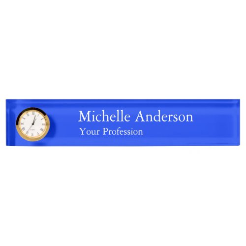 Minimalist Professional Modern Ultramarine Blue Desk Name Plate