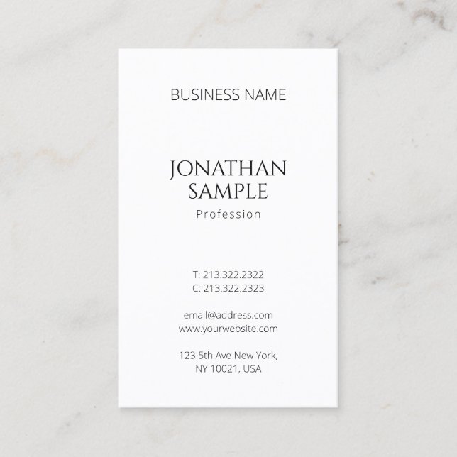 Minimalist Professional Modern Vertical Template Business Card (Front)