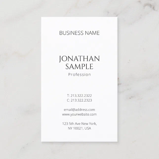 Minimalist Professional Modern Vertical Template Business Card | Zazzle