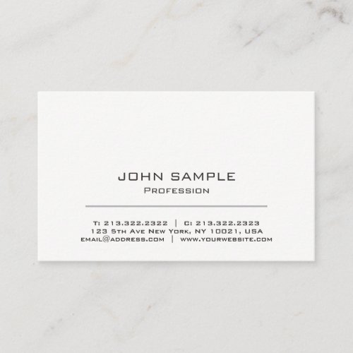 Minimalist Professional Modern White and Grey Business Card