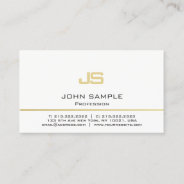 Minimalist Professional Modern White Gold Monogram Business Card at Zazzle